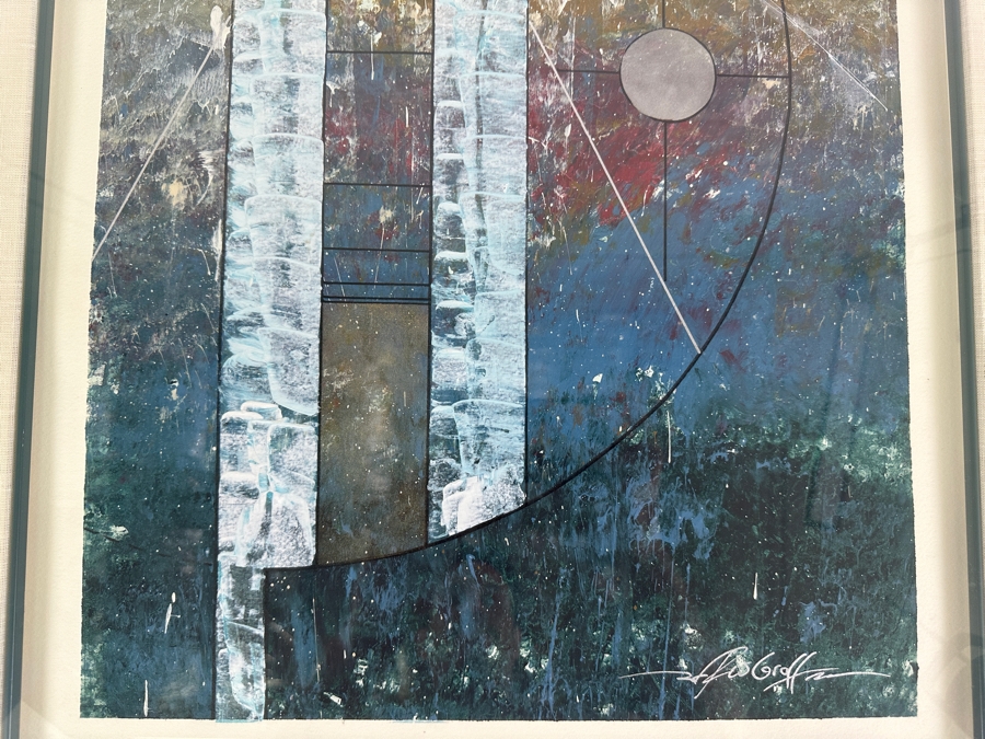 Ralph W. Groff Original Geometric Mixed-Media Painting On Paper Artist Signed 16 X 24 Framed 26 X 33 [Photo 8]