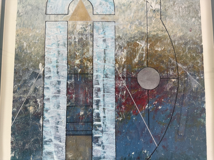 Ralph W. Groff Original Geometric Mixed-Media Painting On Paper Artist Signed 16 X 24 Framed 26 X 33 [Photo 7]