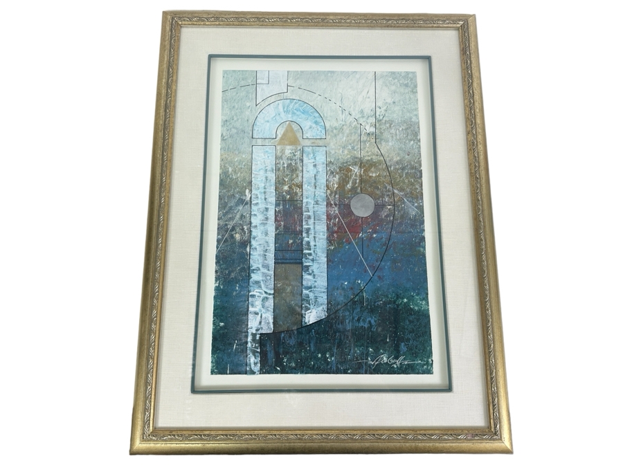 Ralph W. Groff Original Geometric Mixed-Media Painting On Paper Artist Signed 16 X 24 Framed 26 X 33 [Photo 2]