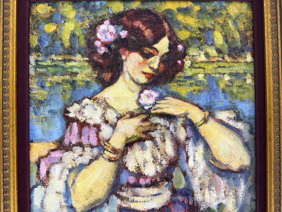 Charles Guerin Woman With Rose Canvas Print 11.5 X 16.5 Framed 18 X 23 [Photo 3]