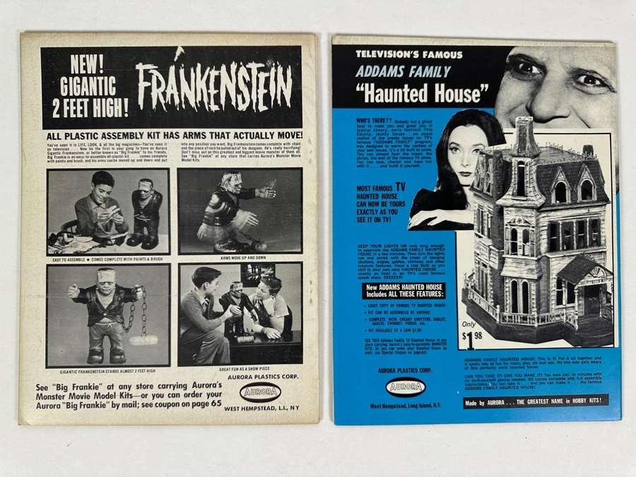 Vintage 1964 Monster World #2 The Munsters Exclusive First Photos And Vintage 1966 Monster World #9 Meet The Addams Family (Warren Magazine Comic Books) [Photo 6]