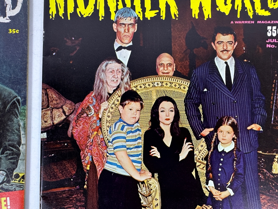 Vintage 1964 Monster World #2 The Munsters Exclusive First Photos And Vintage 1966 Monster World #9 Meet The Addams Family (Warren Magazine Comic Books) [Photo 5]