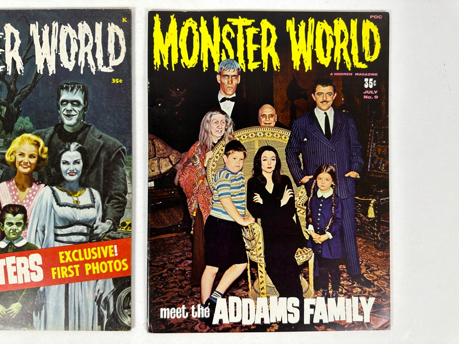 Vintage 1964 Monster World #2 The Munsters Exclusive First Photos And Vintage 1966 Monster World #9 Meet The Addams Family (Warren Magazine Comic Books) [Photo 3]