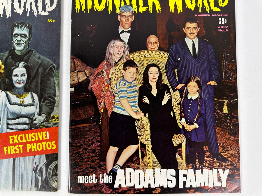 Vintage 1964 Monster World #2 The Munsters Exclusive First Photos And Vintage 1966 Monster World #9 Meet The Addams Family (Warren Magazine Comic Books) [Photo 4]