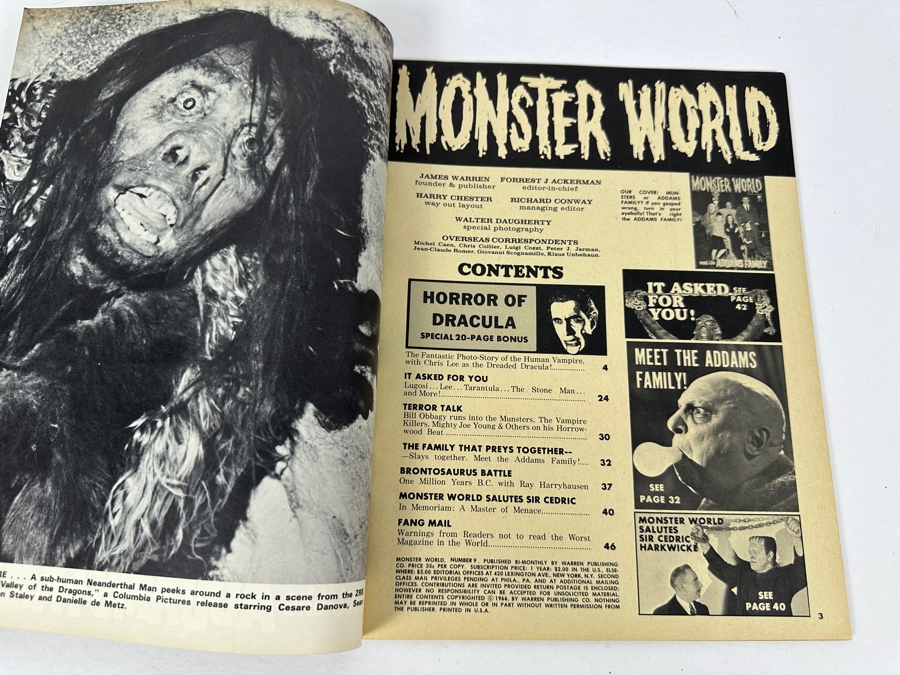 Vintage 1964 Monster World #2 The Munsters Exclusive First Photos And Vintage 1966 Monster World #9 Meet The Addams Family (Warren Magazine Comic Books) [Photo 18]