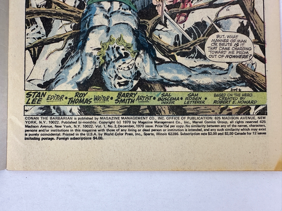 Vintage 1970 Marvel Comics Conan The Barbarian #2 Comic Book [Photo 5]