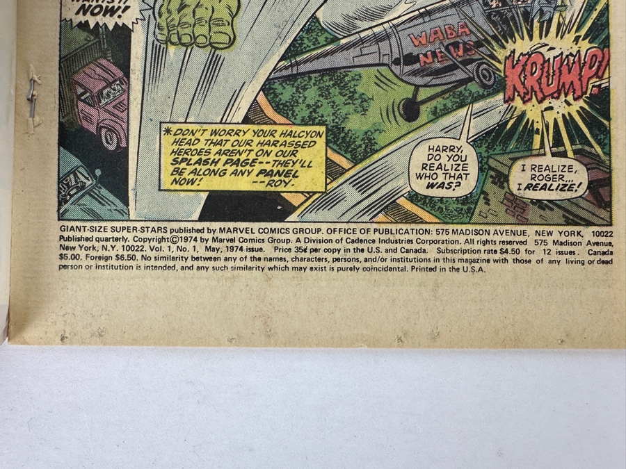 Vintage 1974 Marvel Comics Giant-Size Super-Stars Featuring: Fantastic Four Thing vs. Hulk #1 Comic Book [Photo 4]