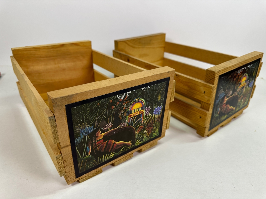 Pair Of Wooden 45 LPs Record Bar Storage Boxes 8W X 12.5D X 5.5H [Photo 4]