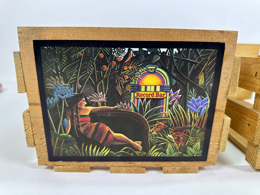Pair Of Wooden 45 LPs Record Bar Storage Boxes 8W X 12.5D X 5.5H [Photo 2]