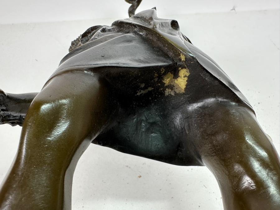 Vintage Bronze Sculpture Of Man (Bacchus) Holding A Snake With Marble Base 24H [Photo 14]