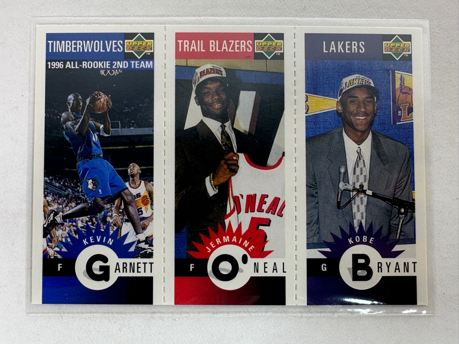 Vintage 1996 Upper Deck Rookie Cards: Kobe Bryant, Jermaine O'Neal, Kevin Garnett [Photo 1]