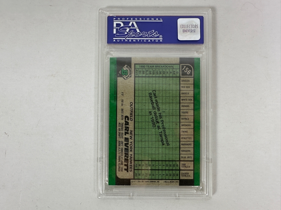 Vintage 1991 Bowman Carl Everett Baseball Card #156 PSA Graded Gem Mint 10 [Photo 2]