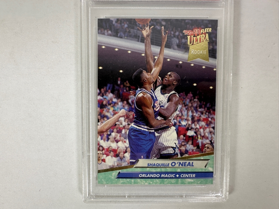 Vintage 1992 Ultra Shaquille O'Neal Orlando Magic Rookie Basketball Card #328 PSA Graded Mint 9 [Photo 2]