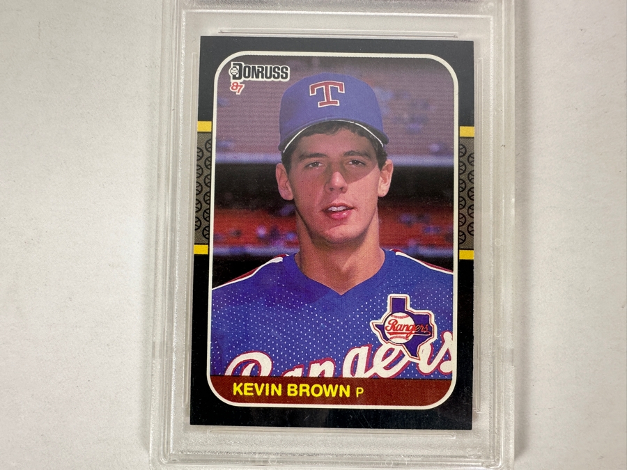 Vintage 1987 Donruss Kevin Brown Texas Rangers Rookie Baseball Card #627 PSA Graded Mint 9 [Photo 2]