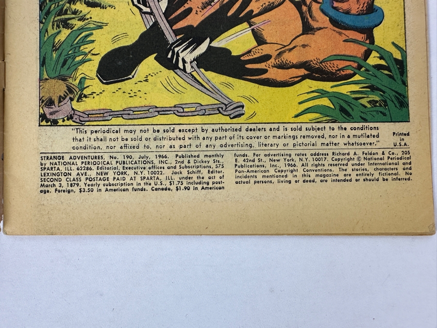 Vintage 1966 DC Comics Strange Adventures #190 Comic Book 1st Appearance Of Animal Man In Costume [Photo 4]