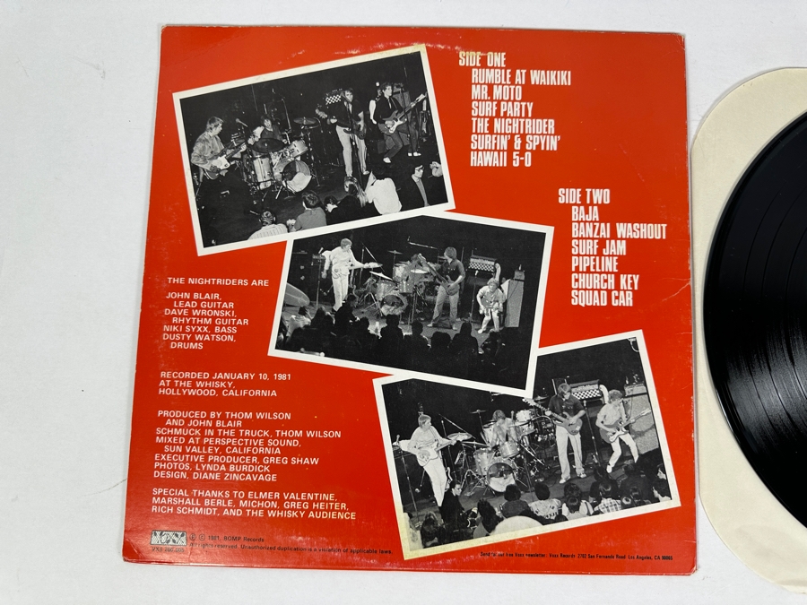 Vintage 1981 Jon & The Nightriders 'Live At The Whiskey' Voxx Records VSX 200.005 Vinyl Record [Photo 3]