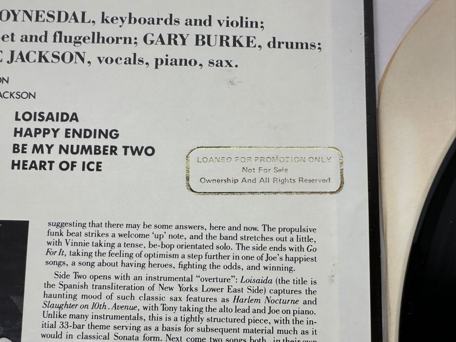 Vintage 1984 Joe Jackson - Body And Soul A&M Records SP-05000 Vinyl Record Promo Copy [Photo 4]