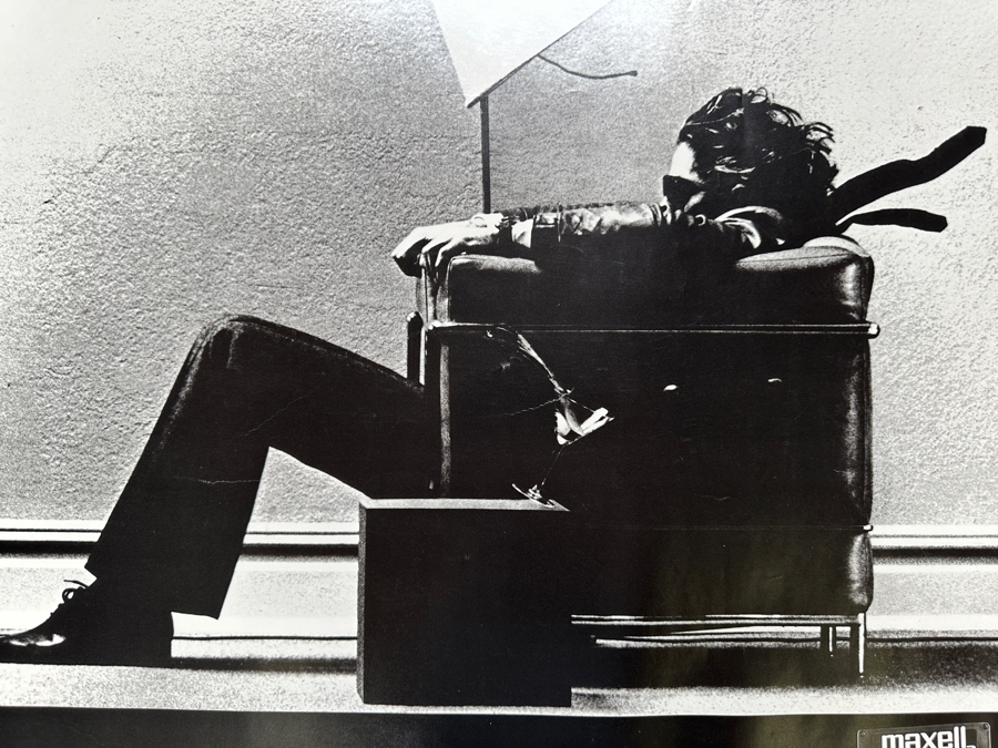 Vintage Original 'Blown Away' Steve Steigman Maxell Cassette Tapes Promotional Poster Featuring A Man Seated On A Le Corbusier Armchair 43.5 X 22 [Photo 5]