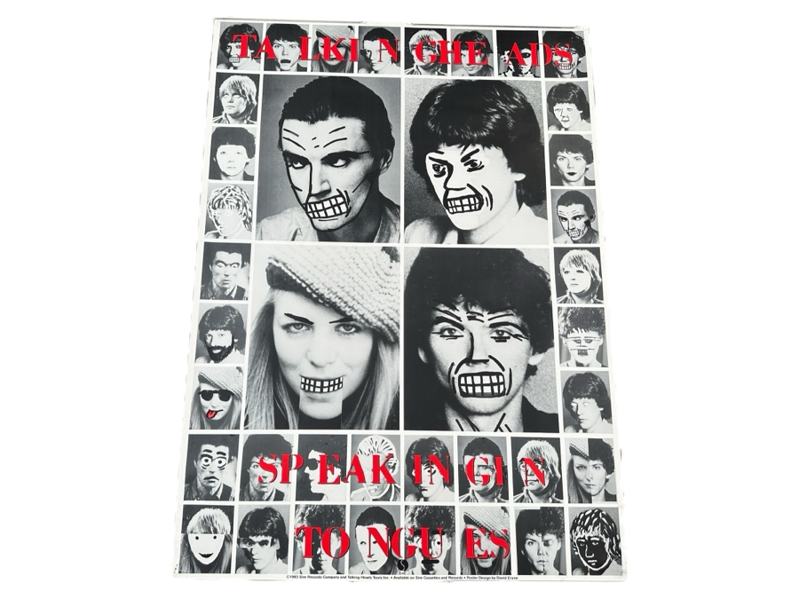 Vintage 1983 Talking Heads - Speaking Tongues Sire Records Record Store Promotional Poster 26.5 X 37