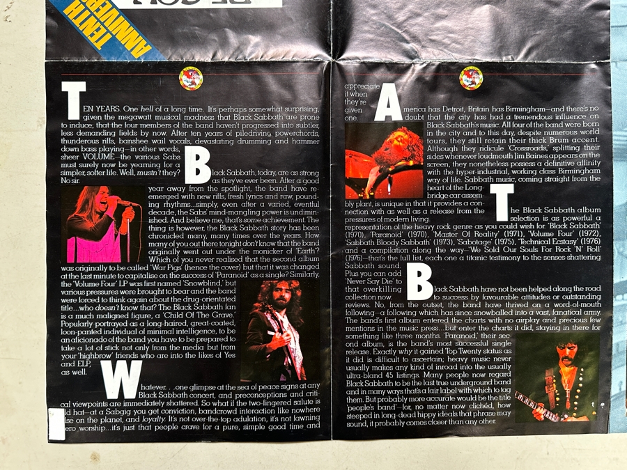 Vintage 1978 North American Tour Black Sabbath 10th Anniversary Poster Program 36 X 24 [Photo 9]