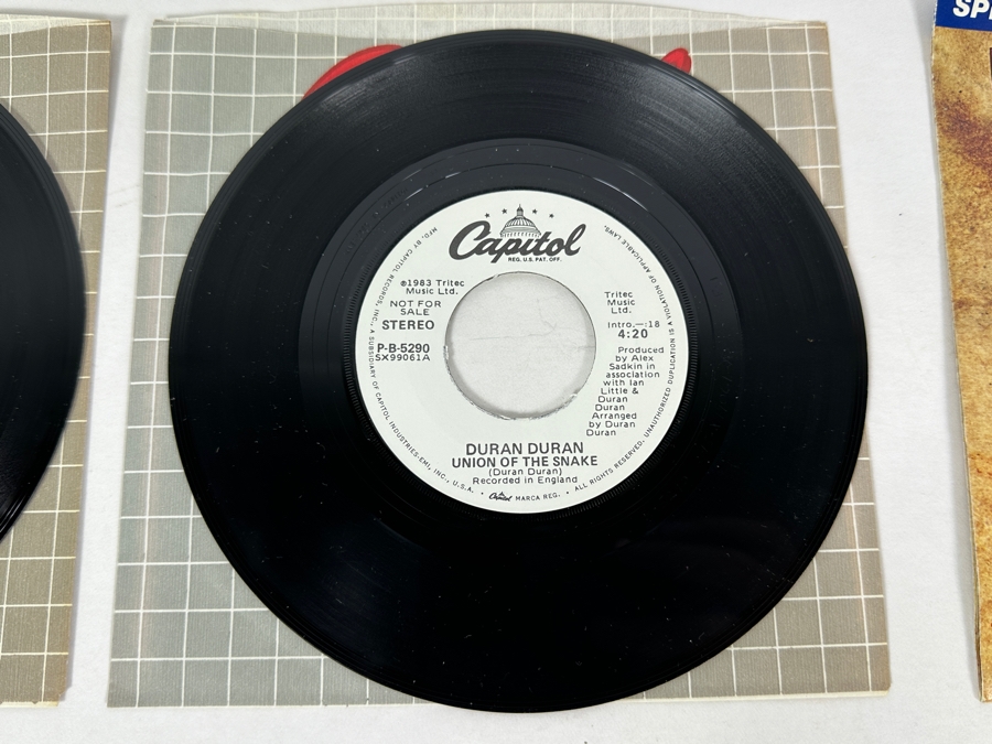 Five Duran Duran 45 Rpm Records Pair Of Special Limited Edition Poster Sleeves - The Reflex, Union Of The Snake, Is There Something I Should Know, New Moon On Monday - All Promo Copies [Photo 10]