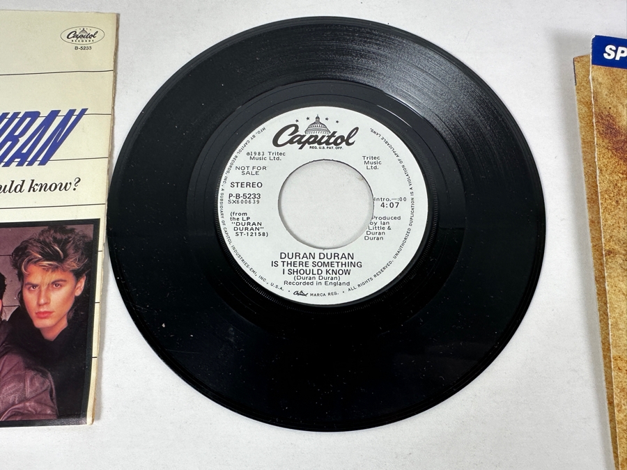 Five Duran Duran 45 Rpm Records Pair Of Special Limited Edition Poster Sleeves - The Reflex, Union Of The Snake, Is There Something I Should Know, New Moon On Monday - All Promo Copies [Photo 11]