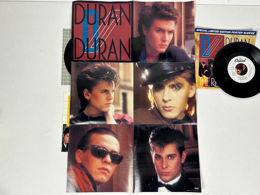 Five Duran Duran 45 Rpm Records Pair Of Special Limited Edition Poster Sleeves - The Reflex, Union Of The Snake, Is There Something I Should Know, New Moon On Monday - All Promo Copies [Photo 8]