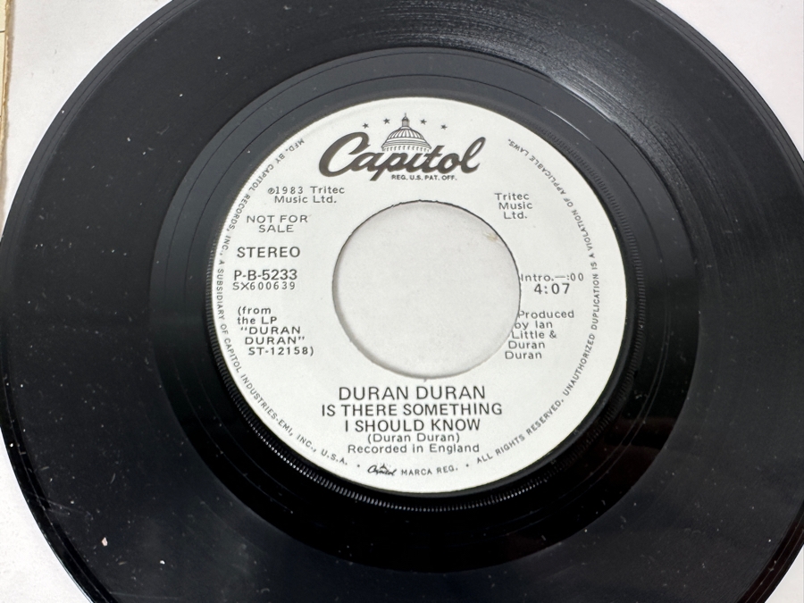 Five Duran Duran 45 Rpm Records Pair Of Special Limited Edition Poster Sleeves - The Reflex, Union Of The Snake, Is There Something I Should Know, New Moon On Monday - All Promo Copies [Photo 12]