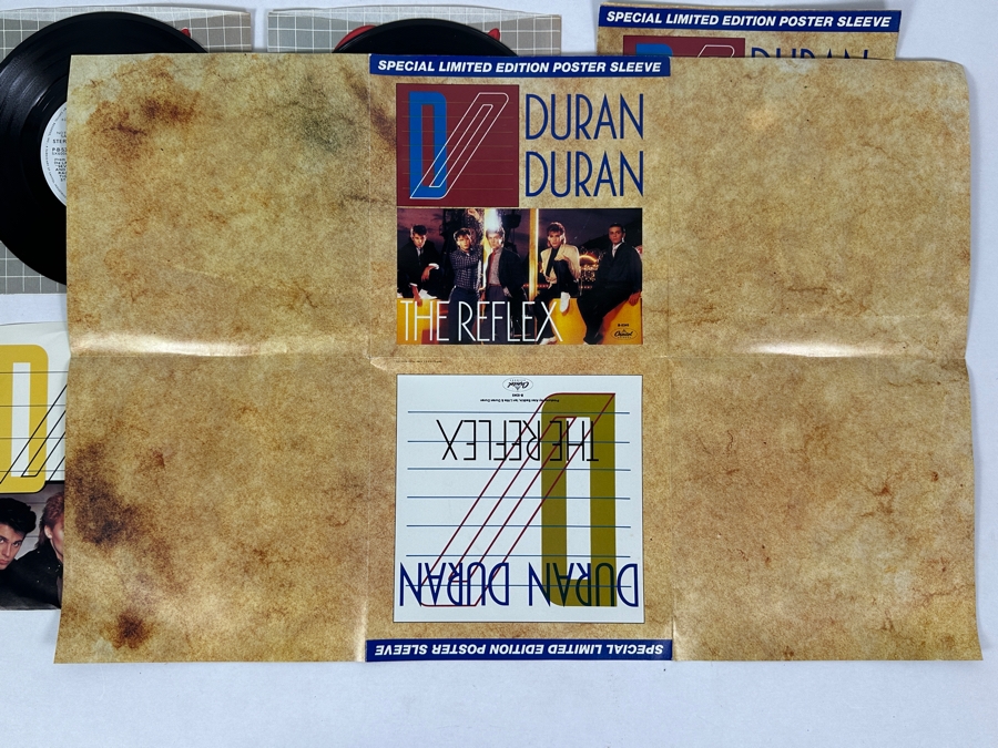 Five Duran Duran 45 Rpm Records Pair Of Special Limited Edition Poster Sleeves - The Reflex, Union Of The Snake, Is There Something I Should Know, New Moon On Monday - All Promo Copies [Photo 7]