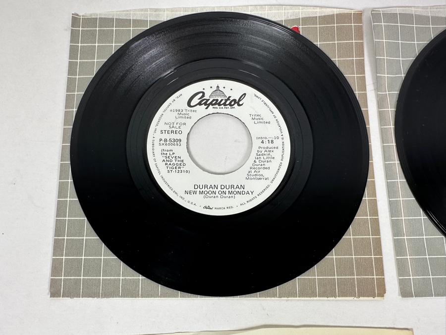 Five Duran Duran 45 Rpm Records Pair Of Special Limited Edition Poster Sleeves - The Reflex, Union Of The Snake, Is There Something I Should Know, New Moon On Monday - All Promo Copies [Photo 14]