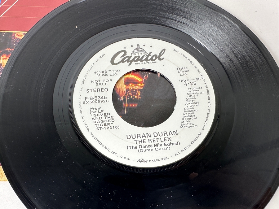 Five Duran Duran 45 Rpm Records Pair Of Special Limited Edition Poster Sleeves - The Reflex, Union Of The Snake, Is There Something I Should Know, New Moon On Monday - All Promo Copies [Photo 5]