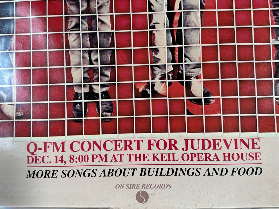 Vintage 1978 Talking Heads - More Songs About Buildings And Food Q-FM Concert For Judevine Dec. 14 At The Keil Opera House Sire Records Record Store Promotional Rock Poster 24 X 36 [Photo 4]