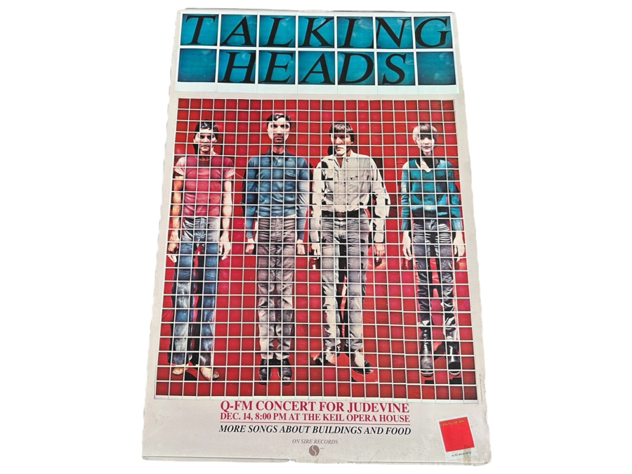 Vintage 1978 Talking Heads - More Songs About Buildings And Food Q-FM Concert For Judevine Dec. 14 At The Keil Opera House Sire Records Record Store Promotional Rock Poster 24 X 36 [Photo 1]