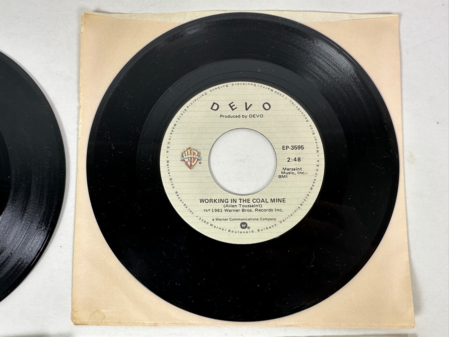Devo - Working In The Coal Mine 1981, The Vapors - Turning Japanese 1980, Watching The Hydroplanes Clear Vinyl & The Revillos - Hungry For Love 45 Rpm Vinyl Records [Photo 2]