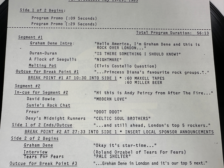 Rare Vintage 1983 Rock Over London Graham Dene London Wavelength 2 X Vinyl Records (David Bowie, Tears For Fears, Culture Club, Thompson Twins, Eurthymics, The Human League And More) [Photo 5]