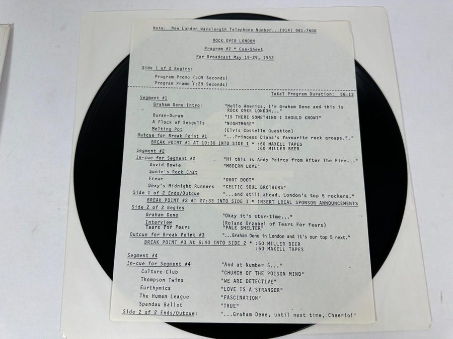 Rare Vintage 1983 Rock Over London Graham Dene London Wavelength 2 X Vinyl Records (David Bowie, Tears For Fears, Culture Club, Thompson Twins, Eurthymics, The Human League And More) [Photo 4]