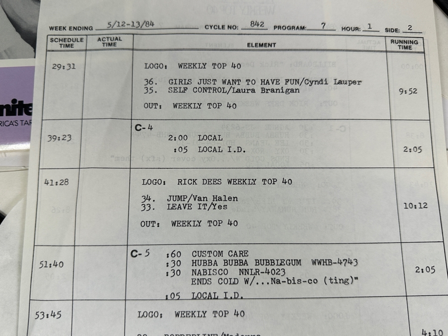 Vintage 1984 May 11 Rick Dees' Weekly Top 40: Culture Club, Talk Talk, Pretenders, Cyndi Lauper, Van Halen, Yes, Madonna & More - 4 X Vinyl Promo Records [Photo 7]