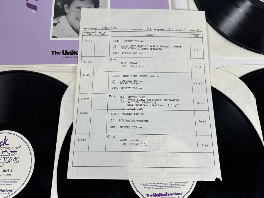Vintage 1984 May 11 Rick Dees' Weekly Top 40: Culture Club, Talk Talk, Pretenders, Cyndi Lauper, Van Halen, Yes, Madonna & More - 4 X Vinyl Promo Records [Photo 6]