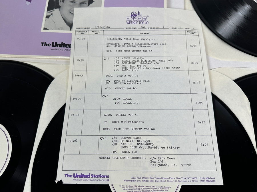 Vintage 1984 May 11 Rick Dees' Weekly Top 40: Culture Club, Talk Talk, Pretenders, Cyndi Lauper, Van Halen, Yes, Madonna & More - 4 X Vinyl Promo Records [Photo 3]