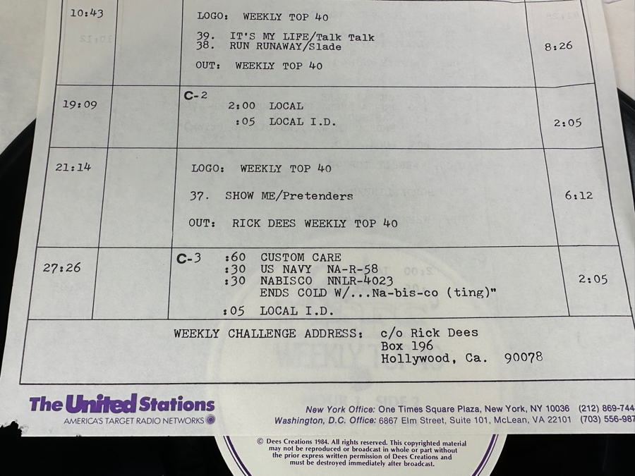 Vintage 1984 May 11 Rick Dees' Weekly Top 40: Culture Club, Talk Talk, Pretenders, Cyndi Lauper, Van Halen, Yes, Madonna & More - 4 X Vinyl Promo Records [Photo 5]