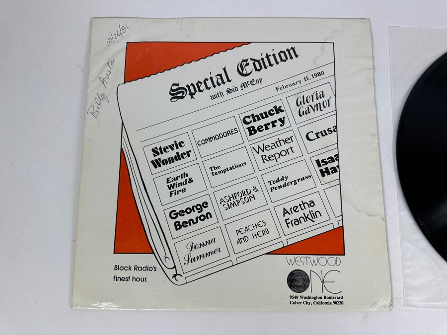 Vintage 1981 Westwood One Special Edition With Sid McCoy Black Radio's Finest Hour: Little Richard, Billy Preston, Ray Charles, The Beatles & More Vinyl Record (Jacket Has Some Water Damage) [Photo 5]