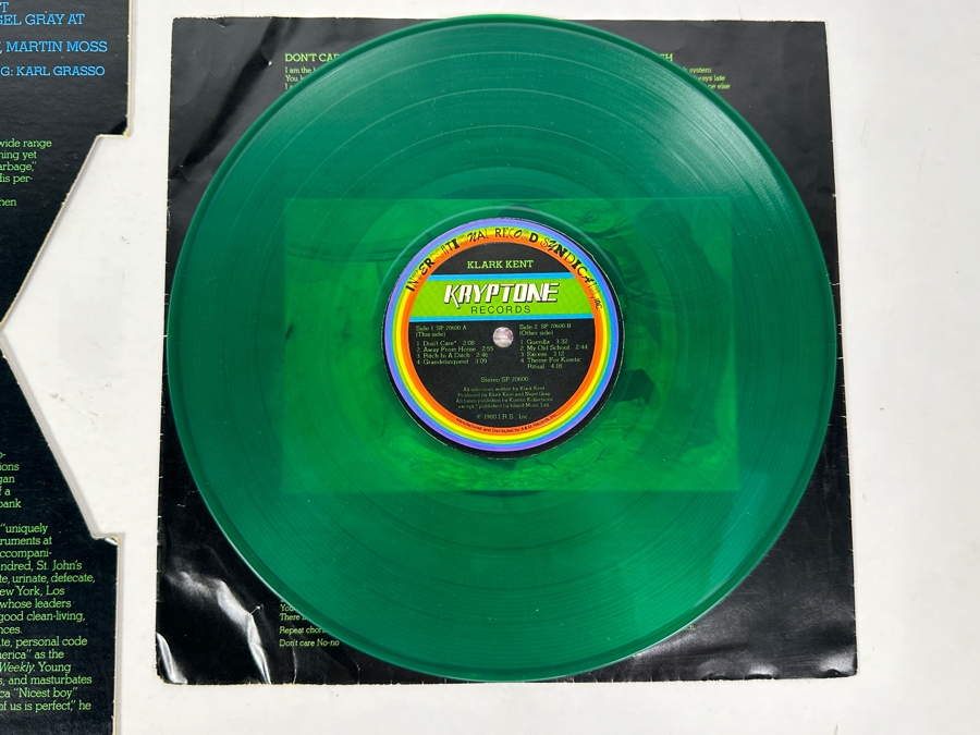 Vintage 1980 Klark Kent Kryptone Records SP 70600 Green Translucent Vinyl Record [Photo 4]
