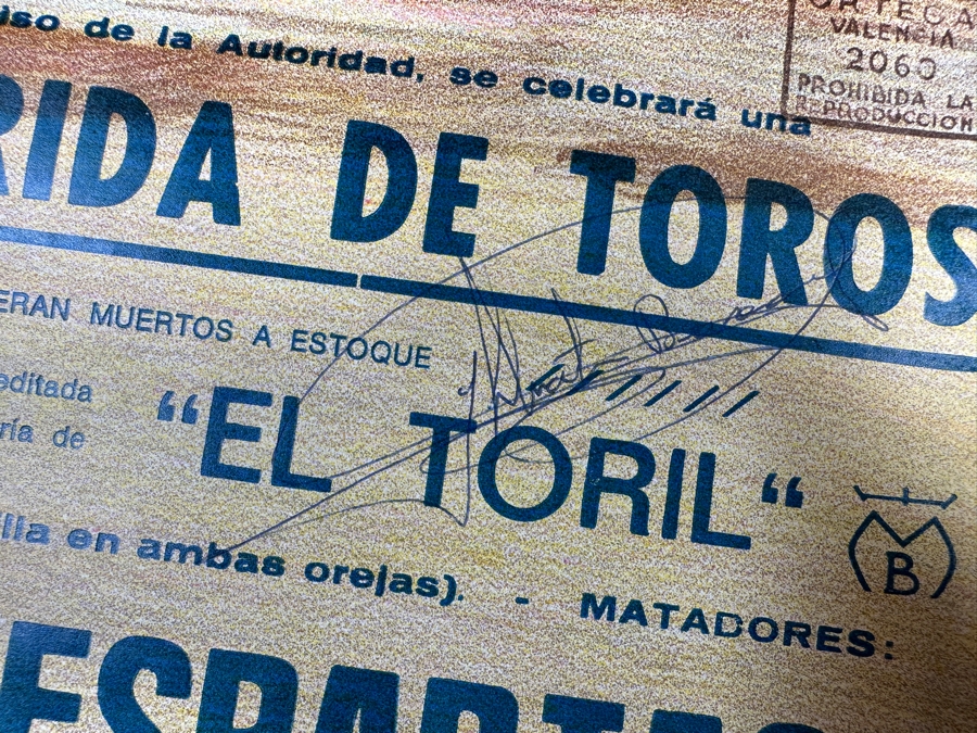 Vintage 1987 Spanish Bullfight Poster Plaza De Toros Benidorm Signed By Toreros Bullfighters 13.5 X 29 [Photo 4]