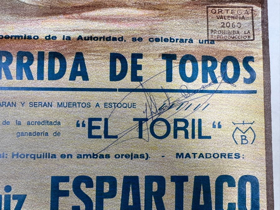 Vintage 1987 Spanish Bullfight Poster Plaza De Toros Benidorm Signed By Toreros Bullfighters 13.5 X 29 [Photo 8]