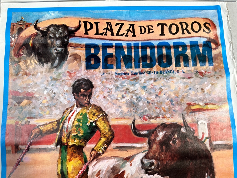 Vintage 1983 Spanish Bullfight Poster Plaza De Toros Benidorm 18 X 39 [Photo 3]