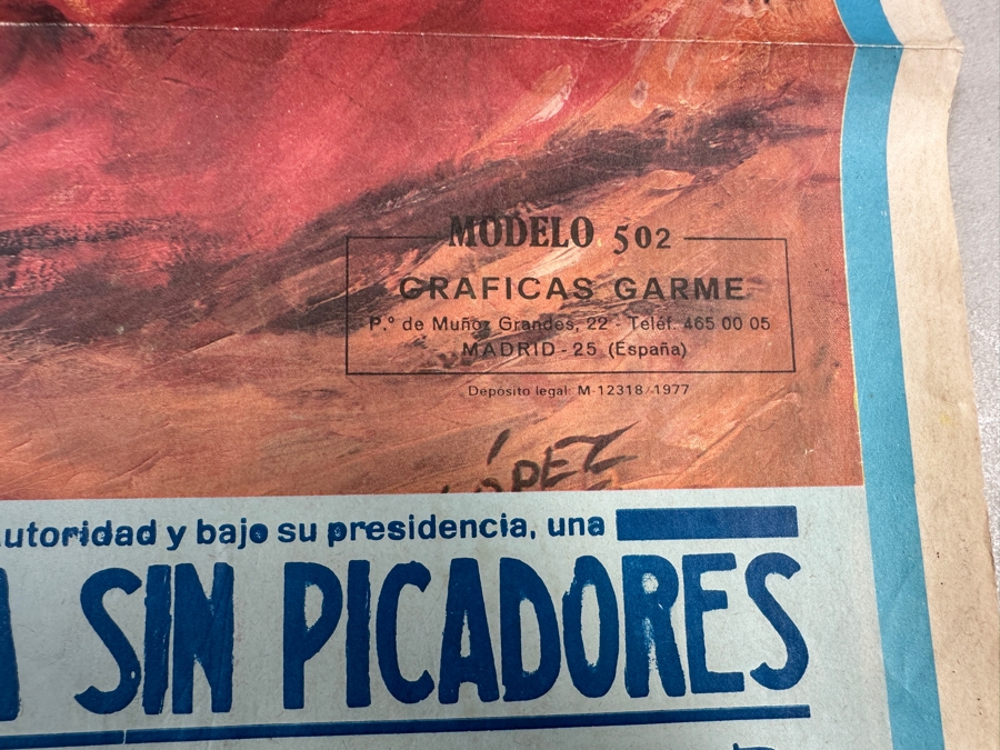 Vintage 1985 Spanish Bullfight Poster Plaza De Toros Benidorm 17.5 X 39 [Photo 5]