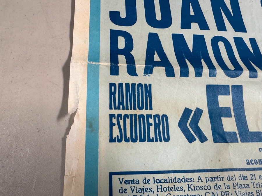 Vintage 1985 Spanish Bullfight Poster Plaza De Toros Benidorm 17.5 X 39 [Photo 8]