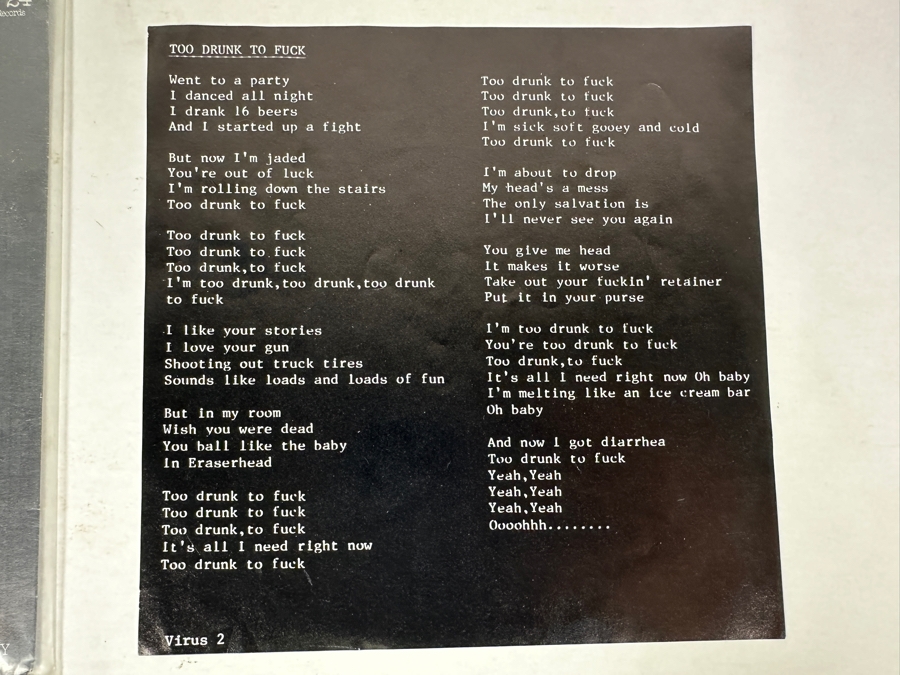 Vintage 1981 Dead Kennedys Too Drunk To Jello Biafra Cherry Red Records Cherry 24 45 Rpm Vinyl Record [Photo 9]