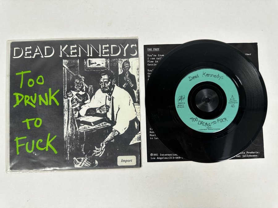 Vintage 1981 Dead Kennedys Too Drunk To Jello Biafra Cherry Red Records Cherry 24 45 Rpm Vinyl Record [Photo 2]