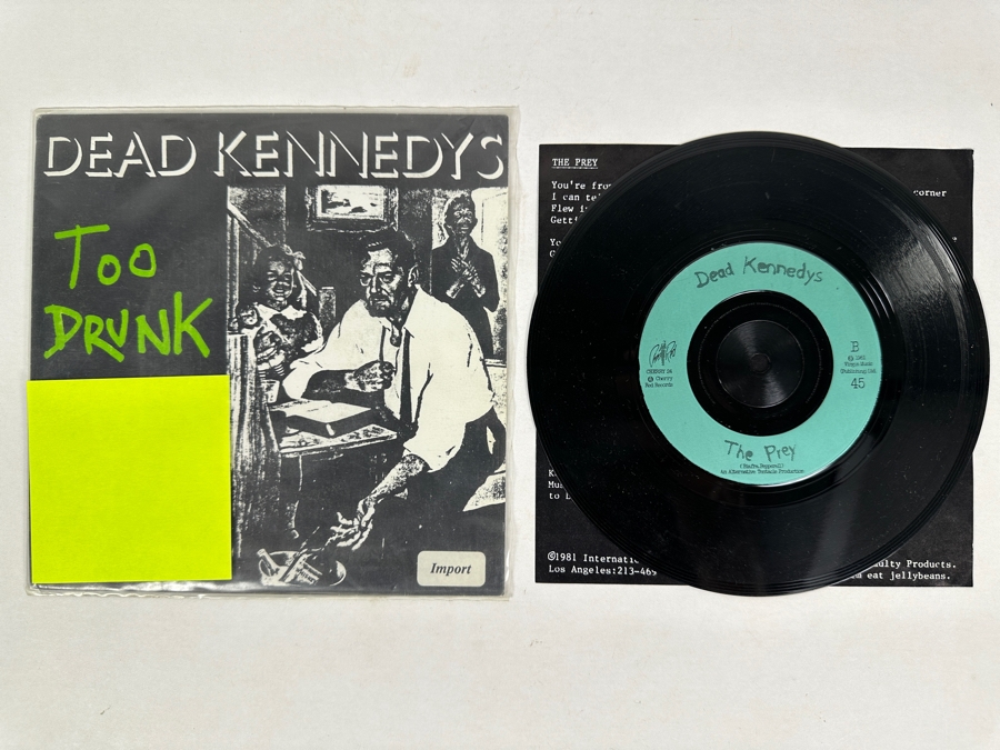 Vintage 1981 Dead Kennedys Too Drunk To Jello Biafra Cherry Red Records Cherry 24 45 Rpm Vinyl Record [Photo 1]